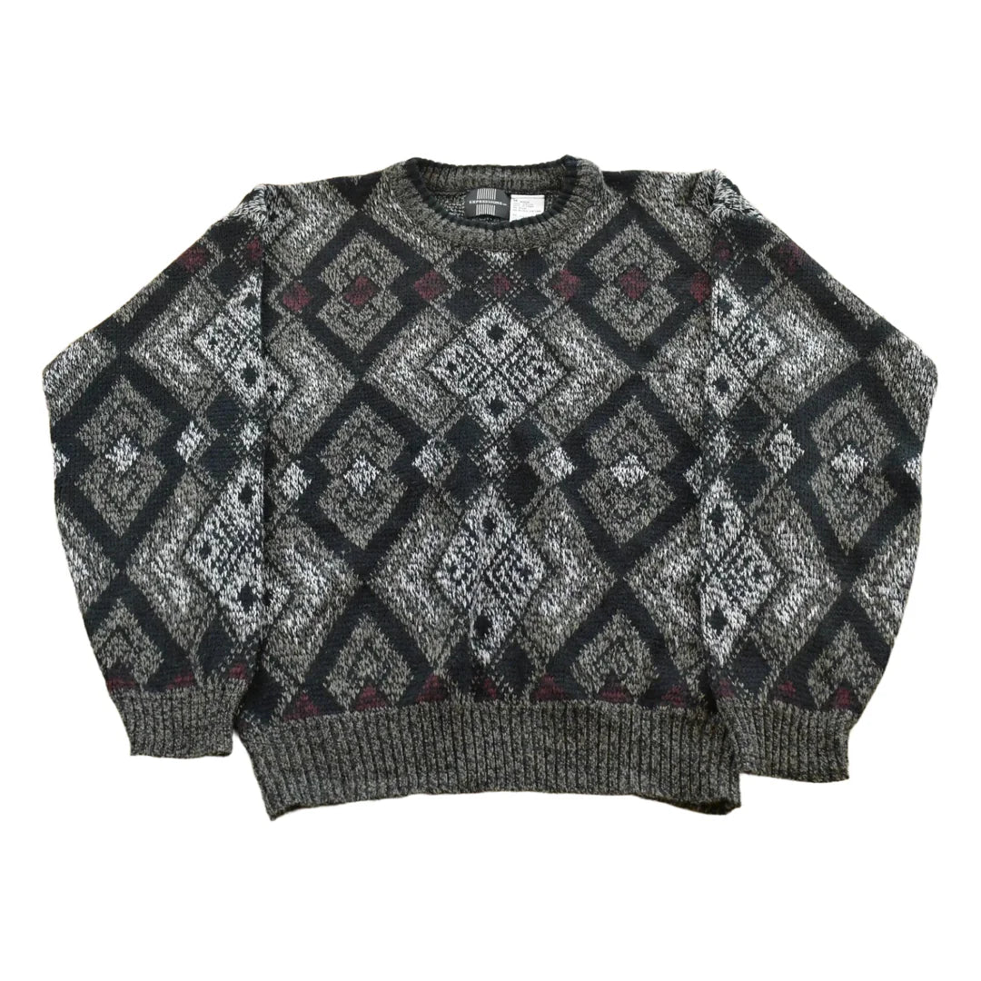 Vintage 1990s Expressions Knit Abstract Pattern Crewneck Sweater Men's M from propervintagecanada