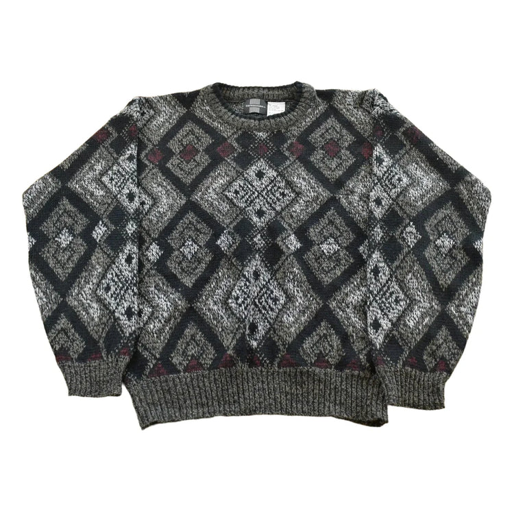 Vintage 1990s Expressions Knit Abstract Pattern Crewneck Sweater Men's M from propervintagecanada