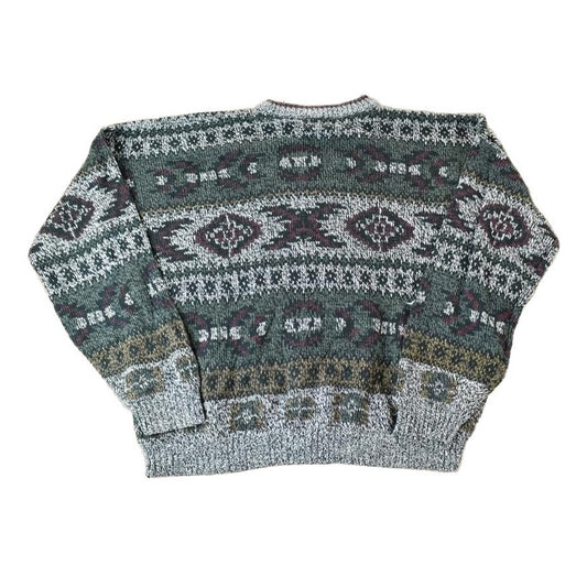 Vintage 1990s Expressions Knit Abstract Pattern Crewneck Sweater Men's XL from propervintagecanada