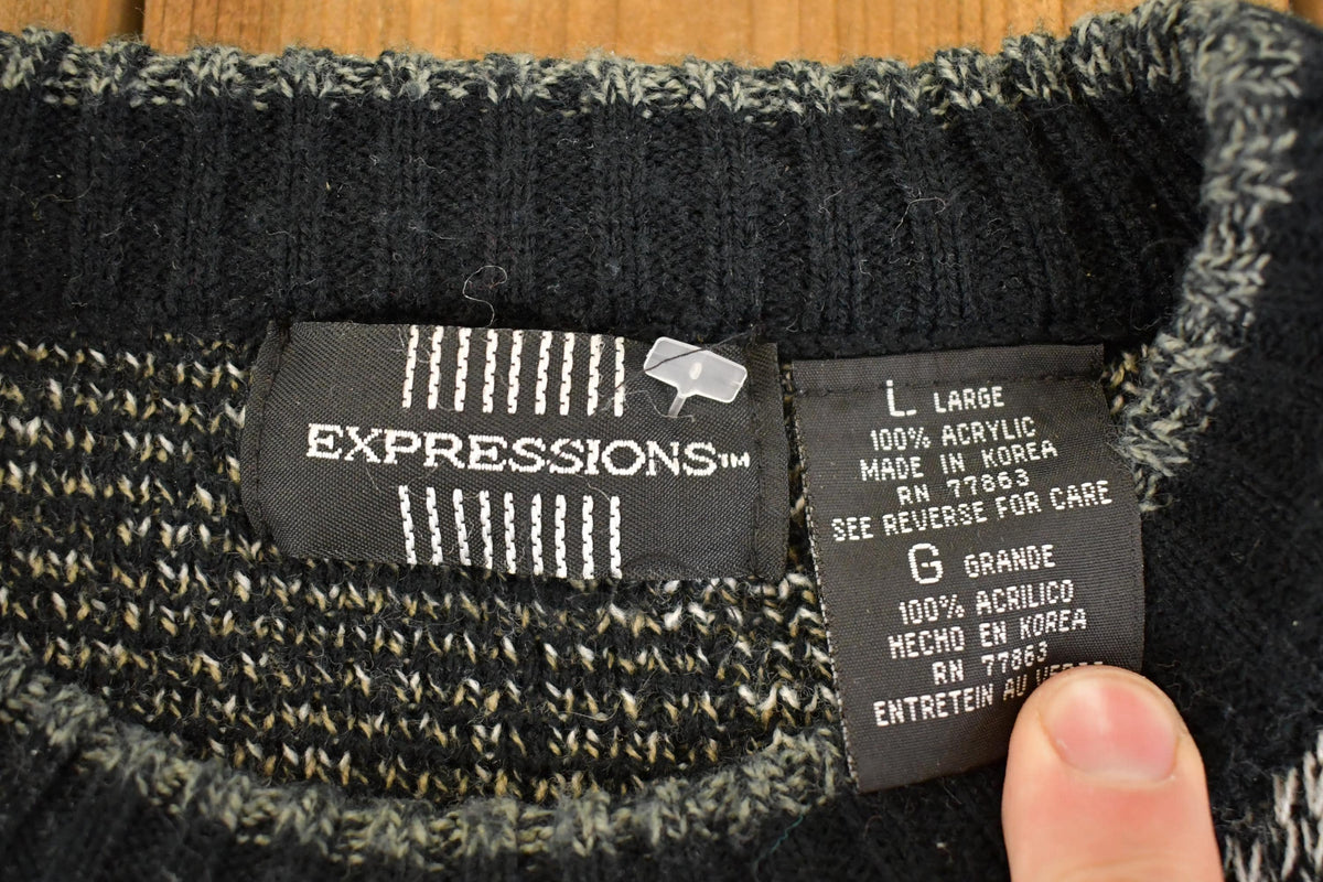 Vintage 1990s Expressions Knit Crewneck Sweater Men's L from propervintagecanada