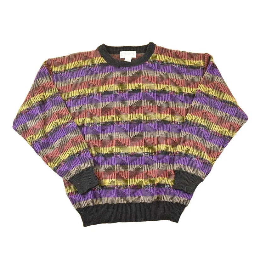 Vintage 1990s Expressions Worldwide Abstract Knit Crewneck Sweater Mens L from propervintagecanada