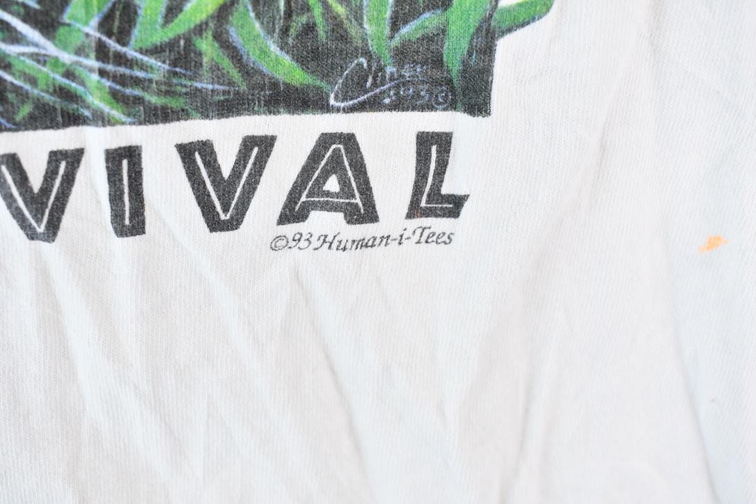 Vintage 1990s Eyes on Survival Realistic Tiger Theme Single Stitch Graphic T-Shirt Men's XS from propervintagecanada