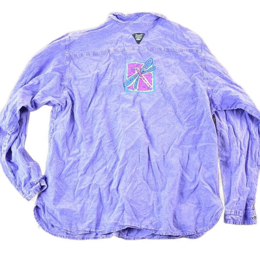 Vintage 1990s Ezze Wear Button Up Dragonfly Shirt Mens L from propervintagecanada