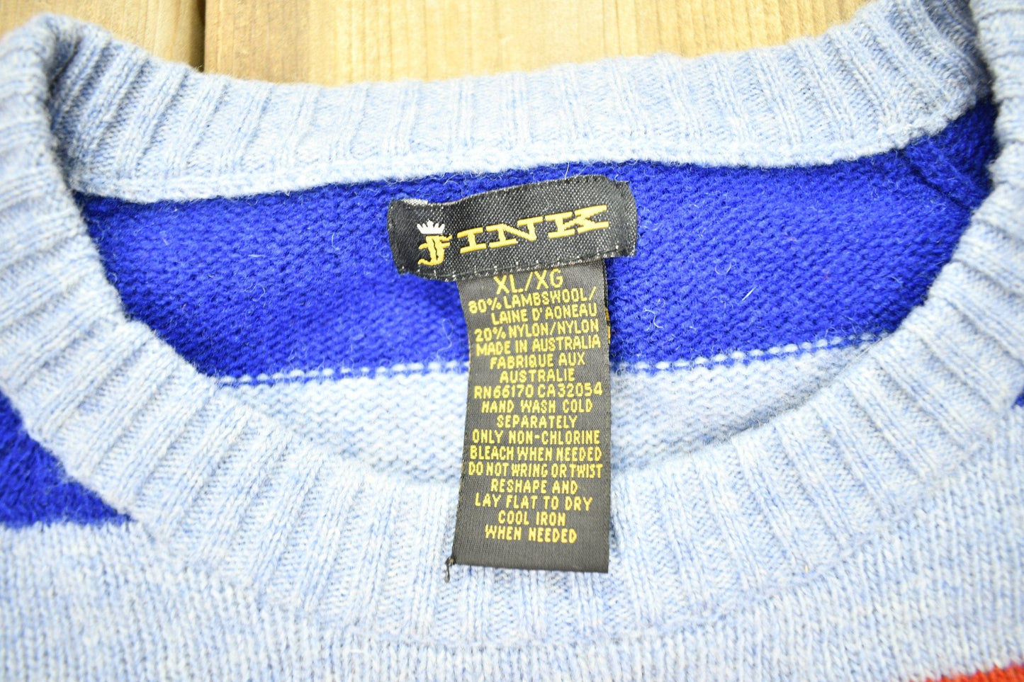 Vintage 1990s F Ink Wool Knit Raglan Crewneck Sweater Men's XL from propervintagecanada