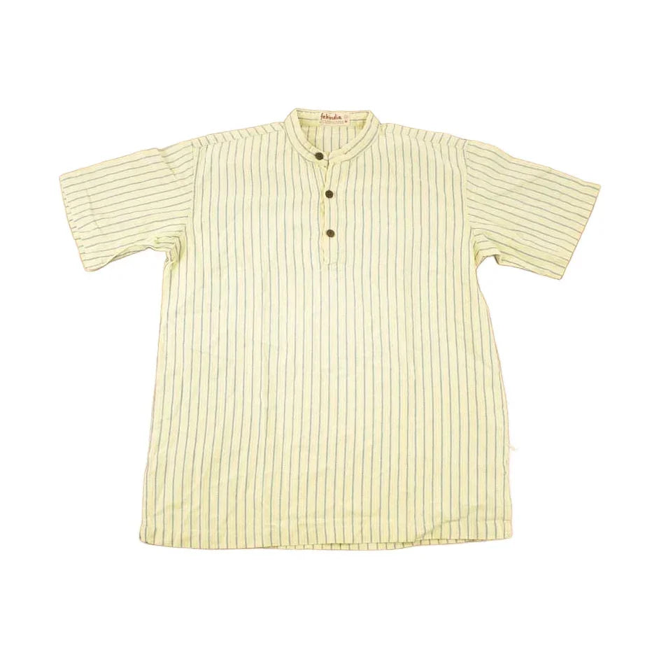 Vintage 1990s Fabindia Souvenir Button Up Striped Travel T-Shirt Men's M from propervintagecanada