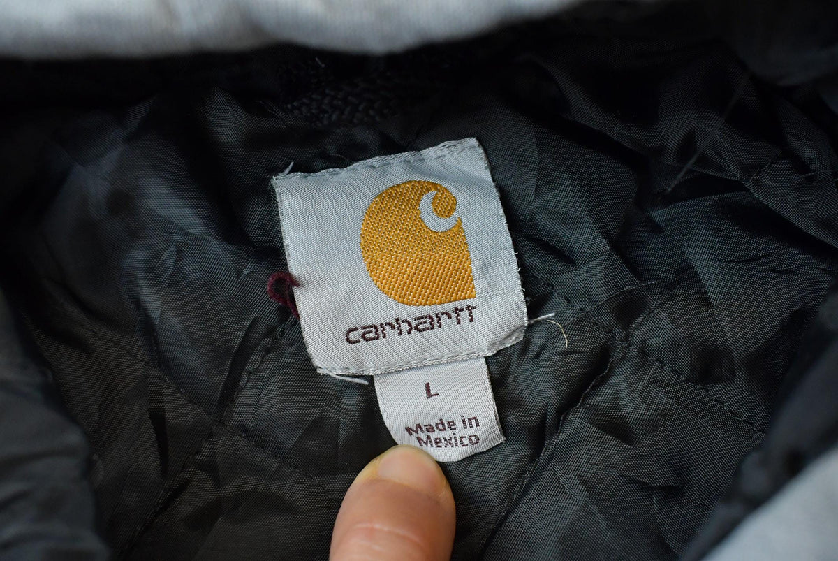 Vintage 1990s Faded Carhartt Full Zip Quilted Lined Hoodie Jacket Sweatshirt Men's XL from propervintagecanada