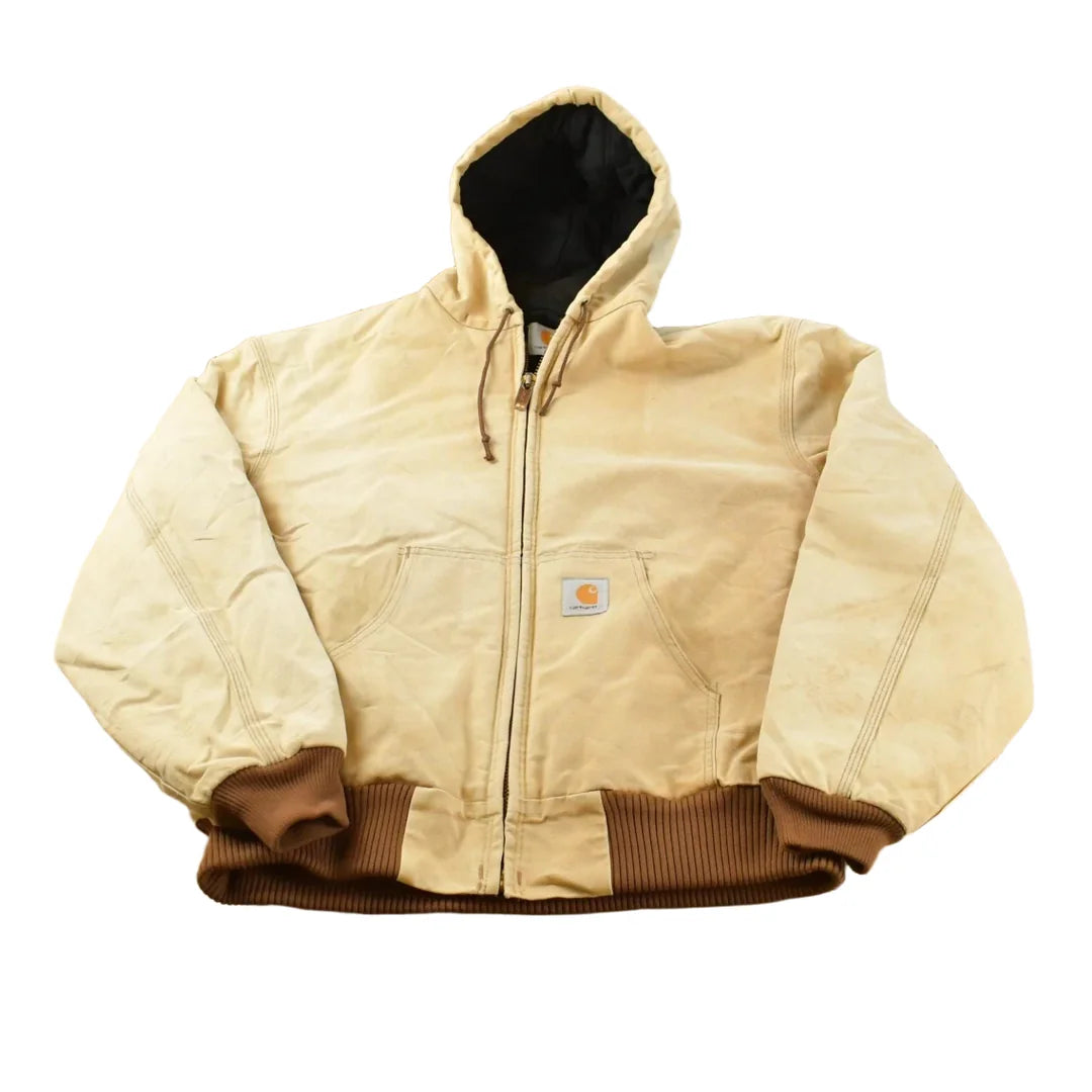Vintage 1990s Faded Carhartt Hooded Active Work Jacket Men's XL / Workwear / 90s Streetwear / Distressed Carhartt Jacket from propervintagecanada