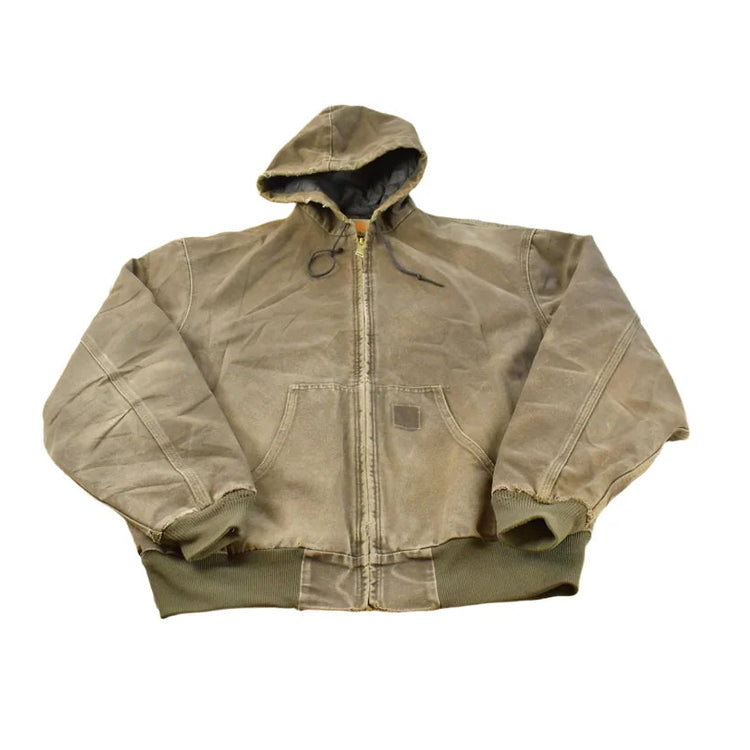 Vintage 1990s Faded Distressed Carhartt Hooded Active Work Jacket Men's XL / Workwear / 90s Streetwear / Outerwear from propervintagecanada