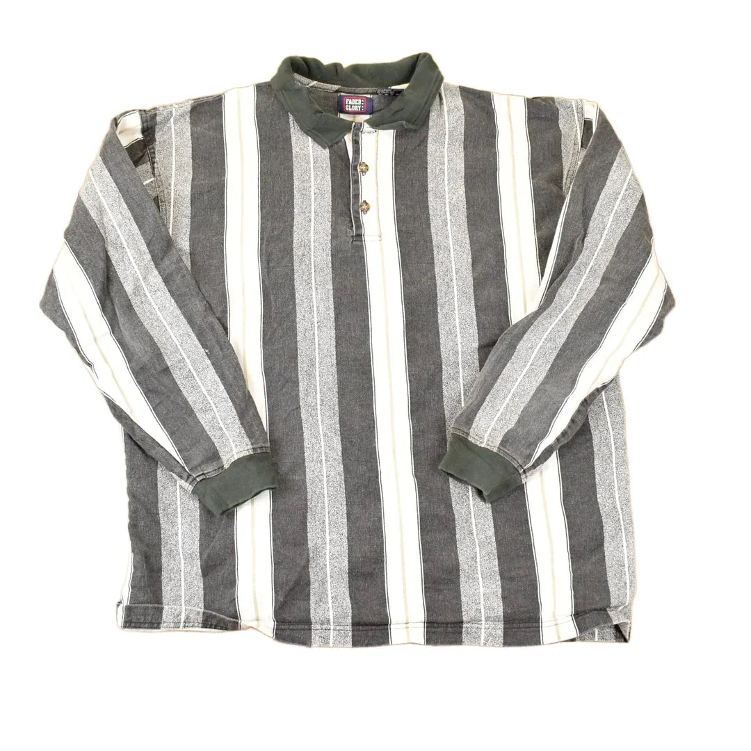 Vintage 1990s Faded Glory Horizontal Striped Button Up Shirt Mens L from propervintagecanada