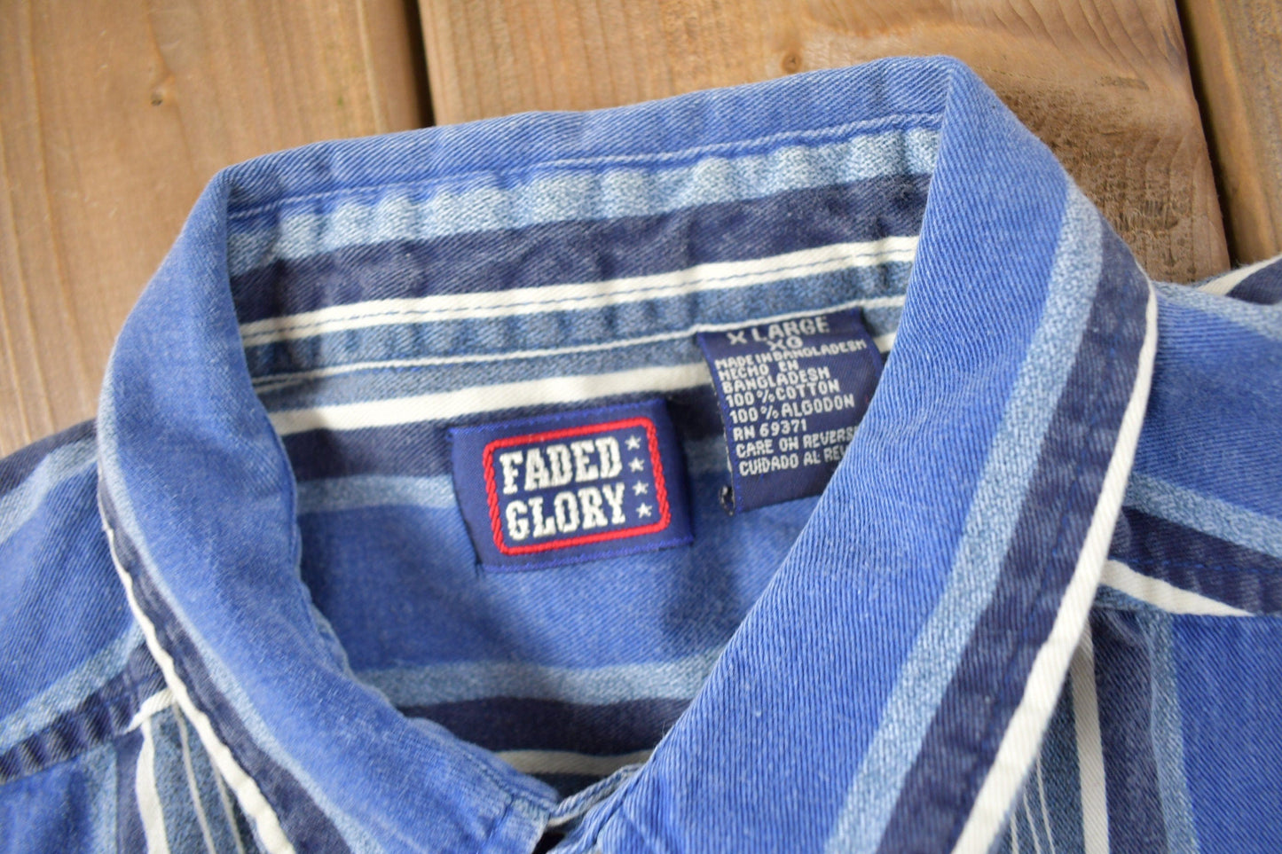 Vintage 1990s Faded Glory Striped Button Up Shirt Men's XL from propervintagecanada