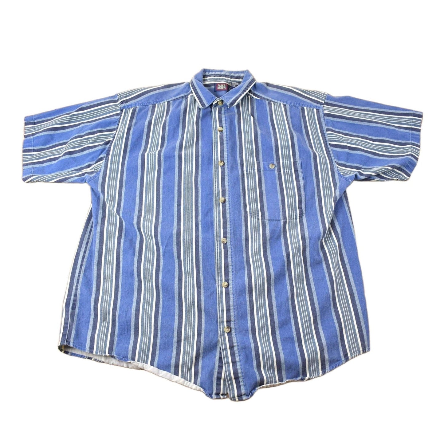 Vintage 1990s Faded Glory Striped Button Up Shirt Men's XL from propervintagecanada