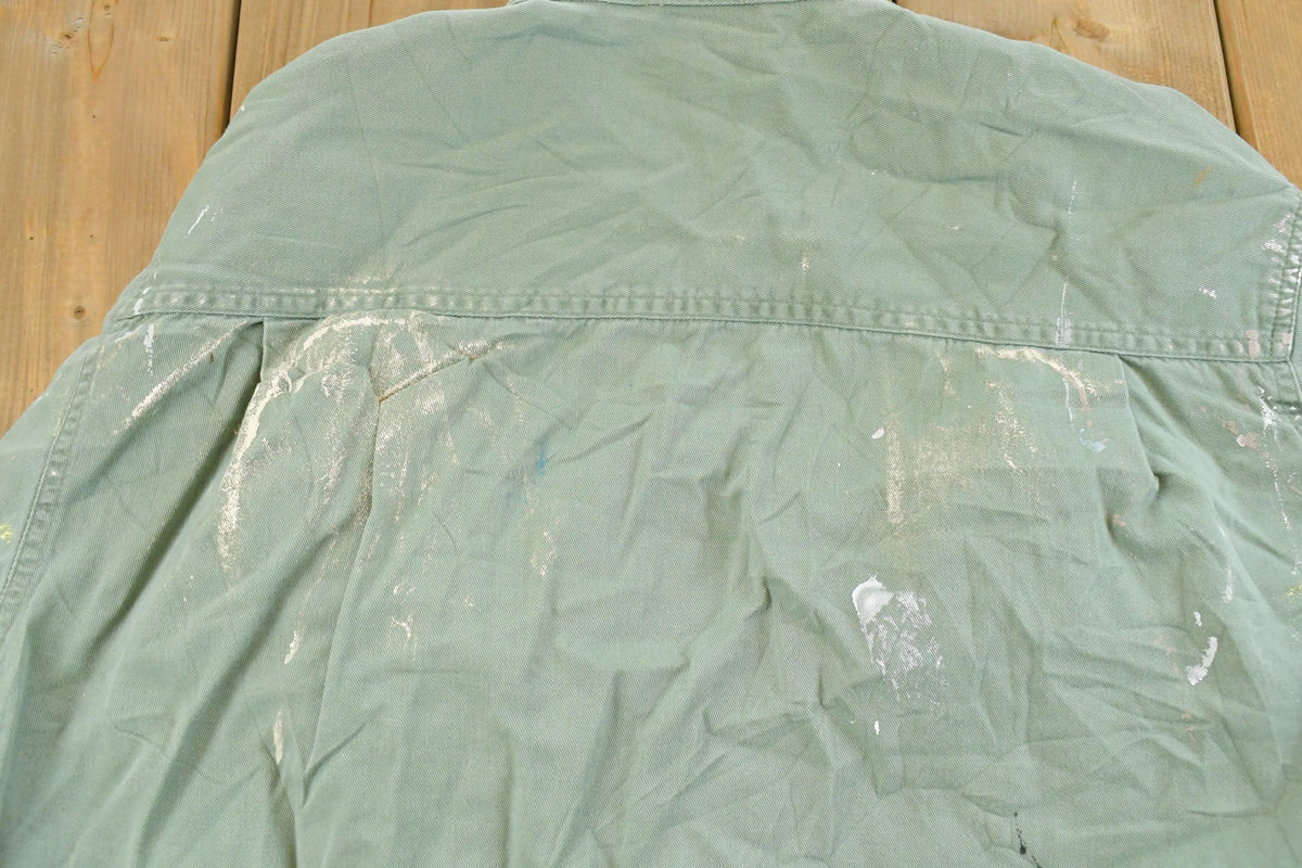 Vintage 1990s Faded Glory Sun Faded Paint Distressed Button Up Shirt Men's M from propervintagecanada