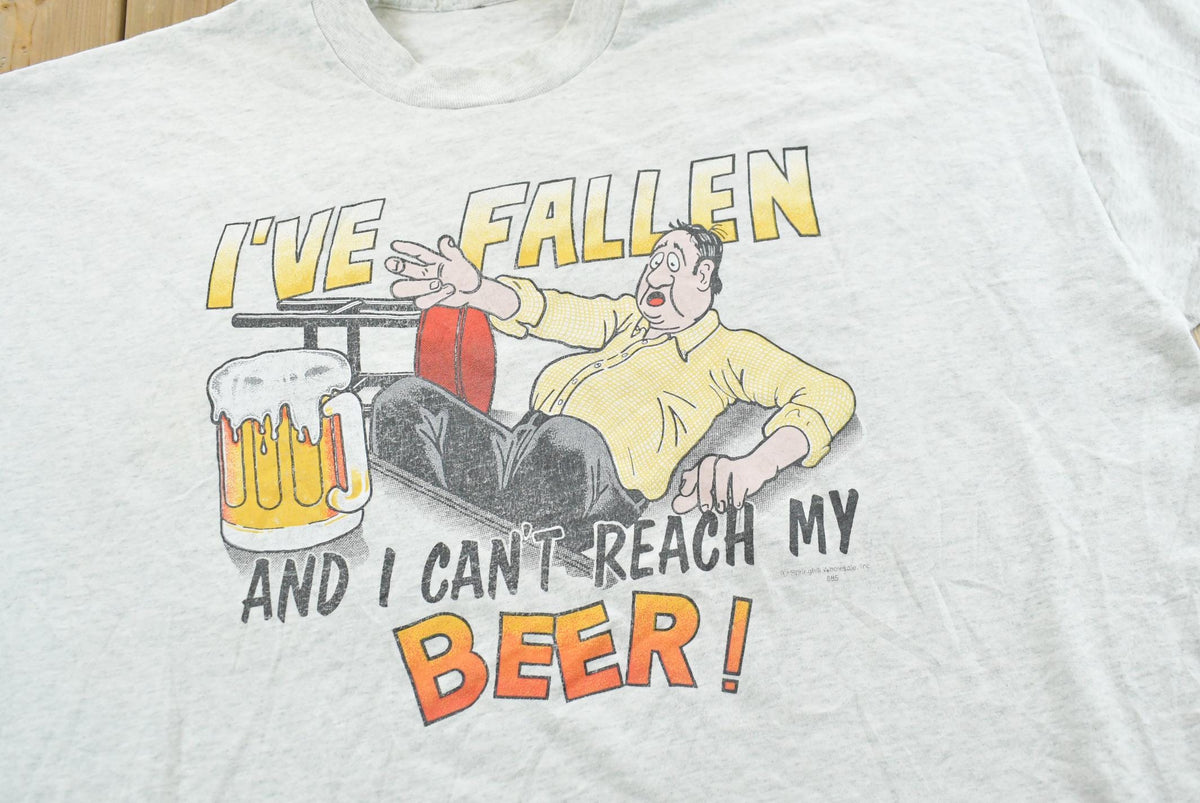 Vintage 1990s Fallen Cant Reach My Beer Funny Graphic T Shirt Men's 2XL from propervintagecanada