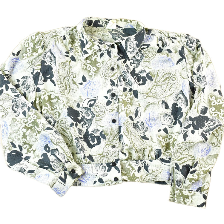 Vintage 1990s Fankenwalder AOP Button Up Cropped Shirt Womens L from propervintagecanada