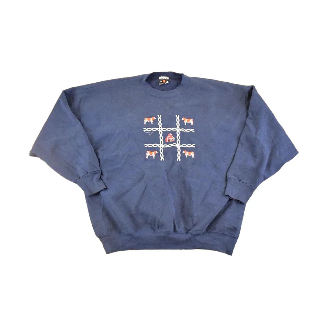 Vintage 1990s Farm Cows Embroidered Souvenir Crewneck Sweatshirt Men's XL from propervintagecanada