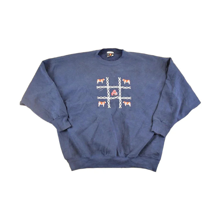 Vintage 1990s Farm Cows Embroidered Souvenir Crewneck Sweatshirt Men's XL from propervintagecanada