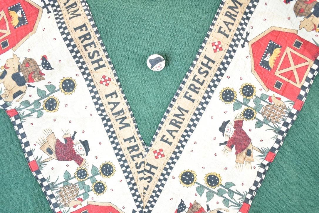 Vintage 1990s Farm Fresh Double Collar Crewneck Sweatshirt Mens L from propervintagecanada