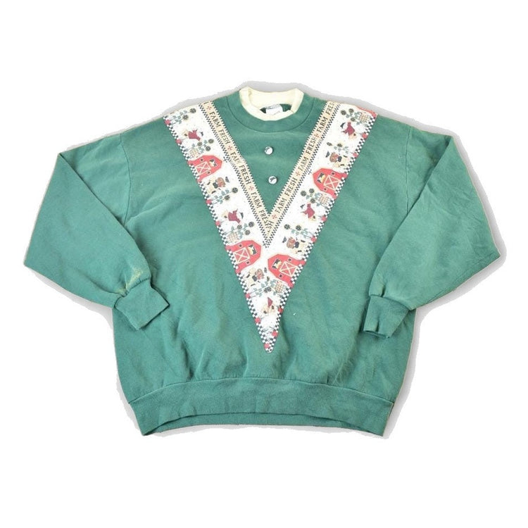 Vintage 1990s Farm Fresh Double Collar Crewneck Sweatshirt Mens L from propervintagecanada
