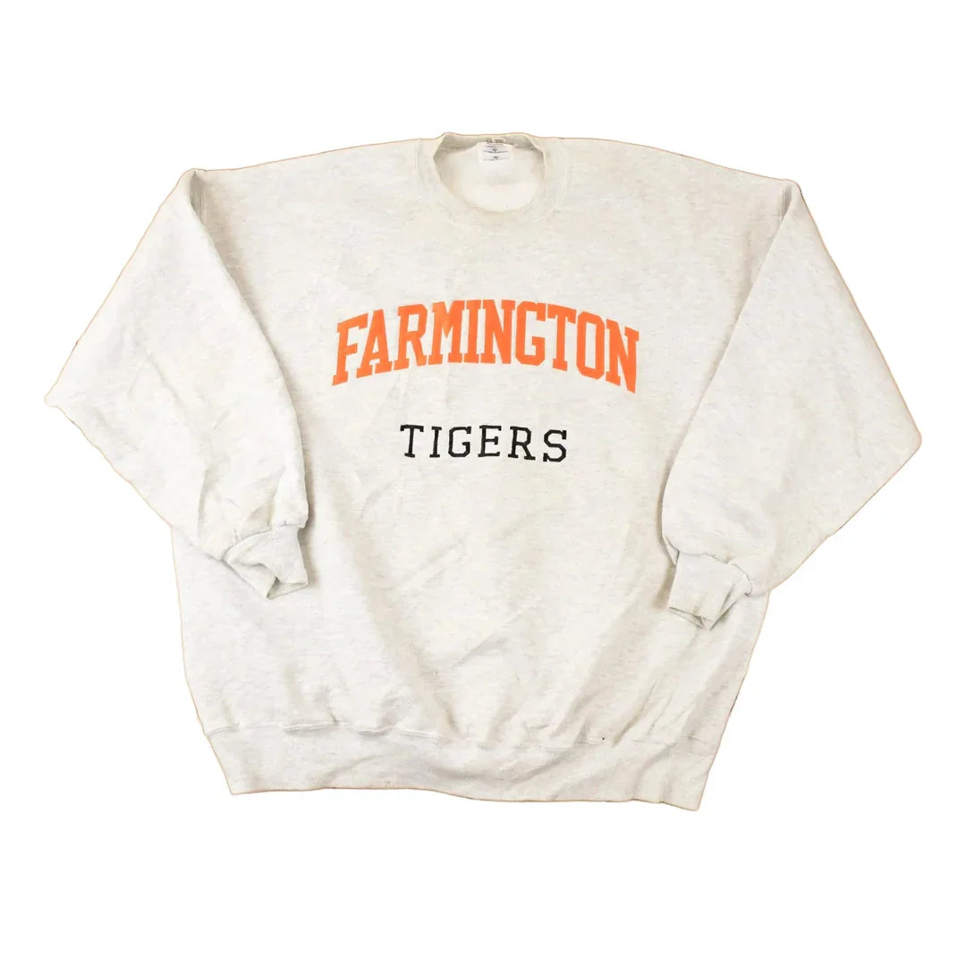 Vintage 1990s Farmington Tigers Embroidered Collegiate Crewneck Sweatshirt Mens XL from propervintagecanada
