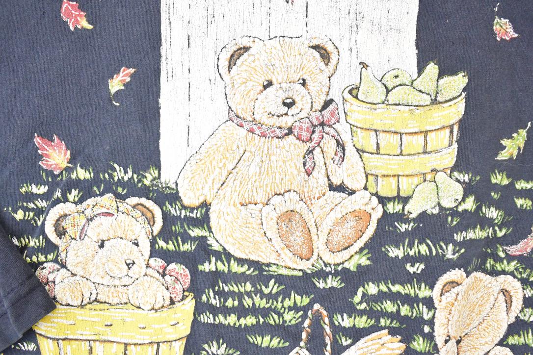 Vintage 1990s Fashion Bug Cute Teddy Bear Picnic Graphic Print Long Sleeve T Shirt Women's XXL from propervintagecanada