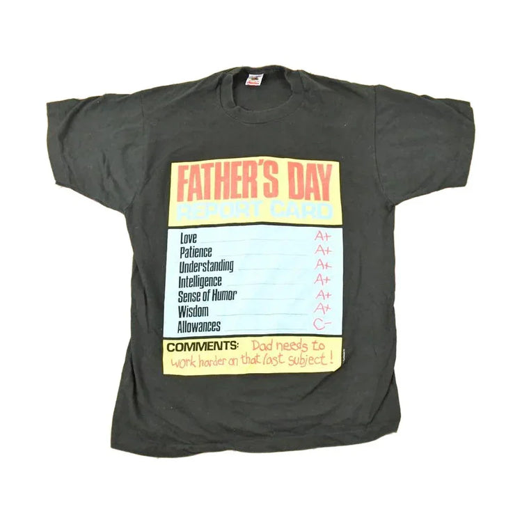 Vintage 1990s Fathers Day Report Card Souvenir T-Shirt Men's M / Destination Dad Shirt / 90s Single Stitch Graphic Tee / Made in USA from propervintagecanada