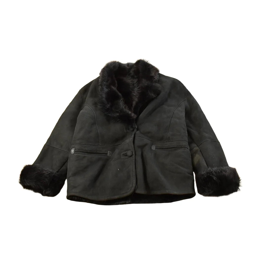 Vintage 1990s Faux Fur Shearling Coat Women's L from propervintagecanada
