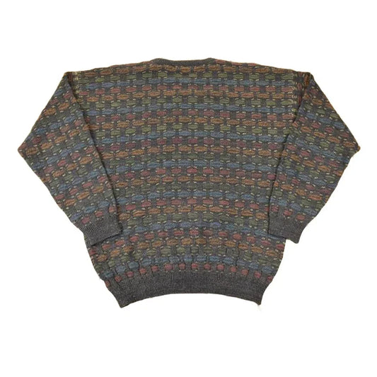Vintage 1990s Fenzia Abstract Knit Crewneck Sweater Mens L from propervintagecanada
