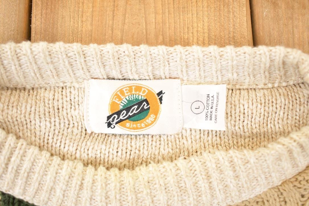 Vintage 1990s Field Gear Cable Knit Crewneck Sweater Men's XL from propervintagecanada
