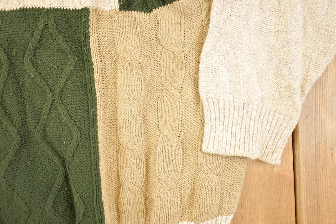 Vintage 1990s Field Gear Cable Knit Crewneck Sweater Men's XL from propervintagecanada