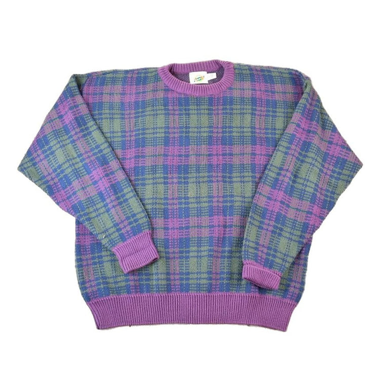 Vintage 1990s Field Gear Knit Abstract Pattern Crewneck Sweater Made In USA Men's XL from propervintagecanada