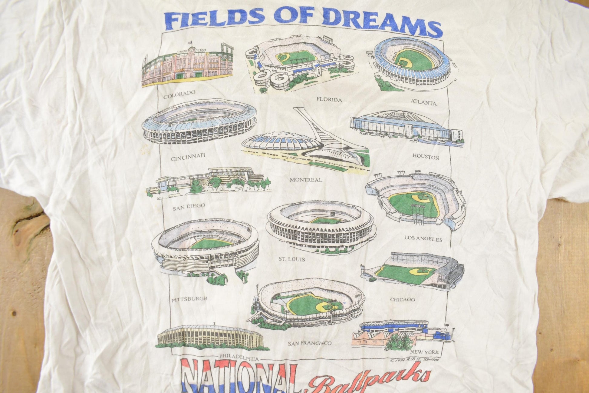 Vintage 1990s Fields Of Dreams American Baseball Ball Parks Graphic T Shirt Men's Large from propervintagecanada