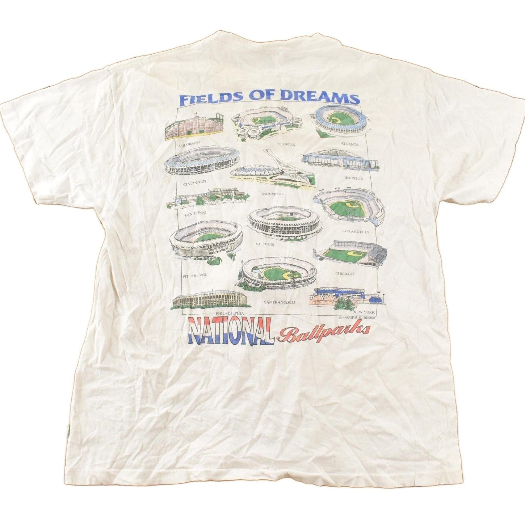 Vintage 1990s Fields Of Dreams American Baseball Ball Parks Graphic T Shirt Men's Large from propervintagecanada