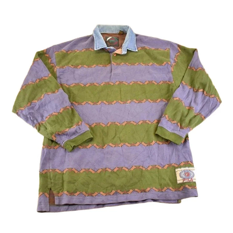 Vintage 1990s Fila Abstract Striped Button Up Shirt Men's L from propervintagecanada