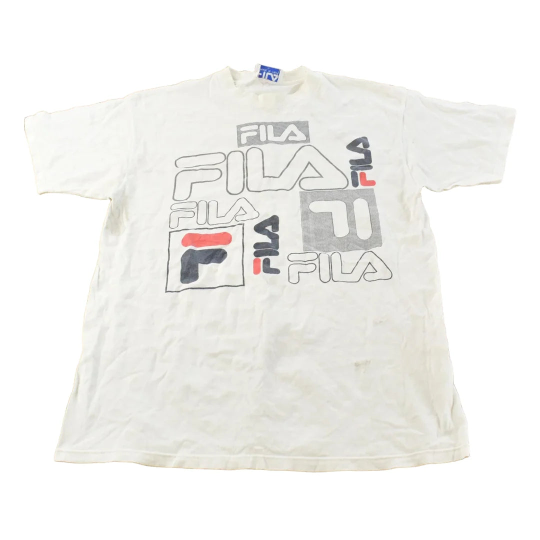 Vintage 1990s Fila Logo Graphic T-Shirt Men's L from propervintagecanada