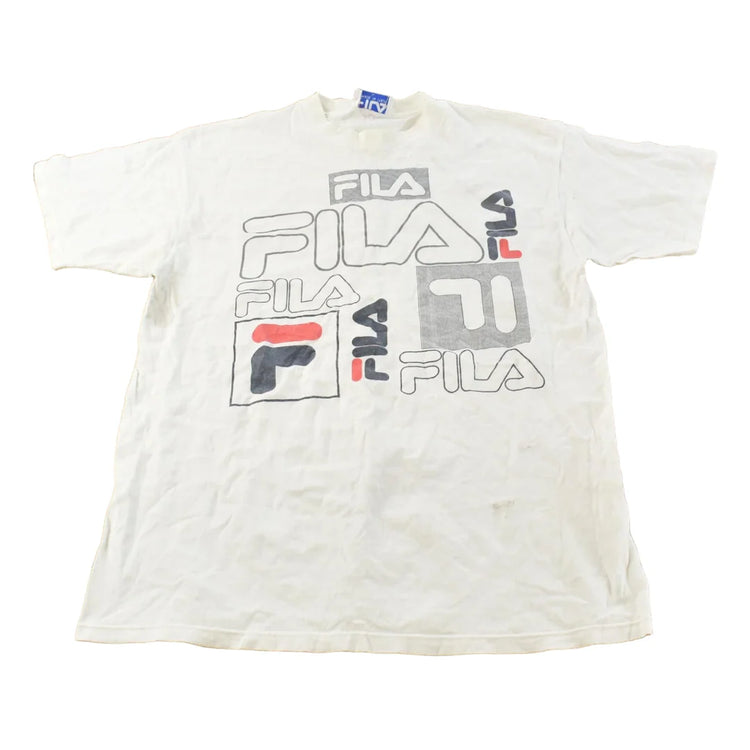 Vintage 1990s Fila Logo Graphic T-Shirt Men's L from propervintagecanada