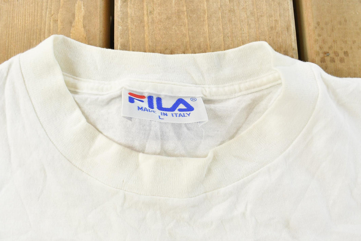 Vintage 1990s Fila Logo Graphic T-Shirt Men's L from propervintagecanada