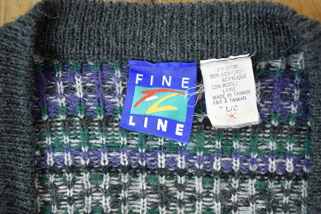 Vintage 1990s Fine Line Knit Perfect Mild Distress Cardigan Sweater Vest Men's M from propervintagecanada