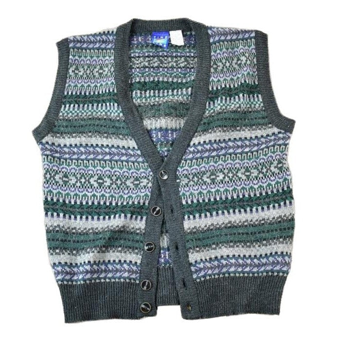 Vintage 1990s Fine Line Knit Perfect Mild Distress Cardigan Sweater Vest Men's M from propervintagecanada