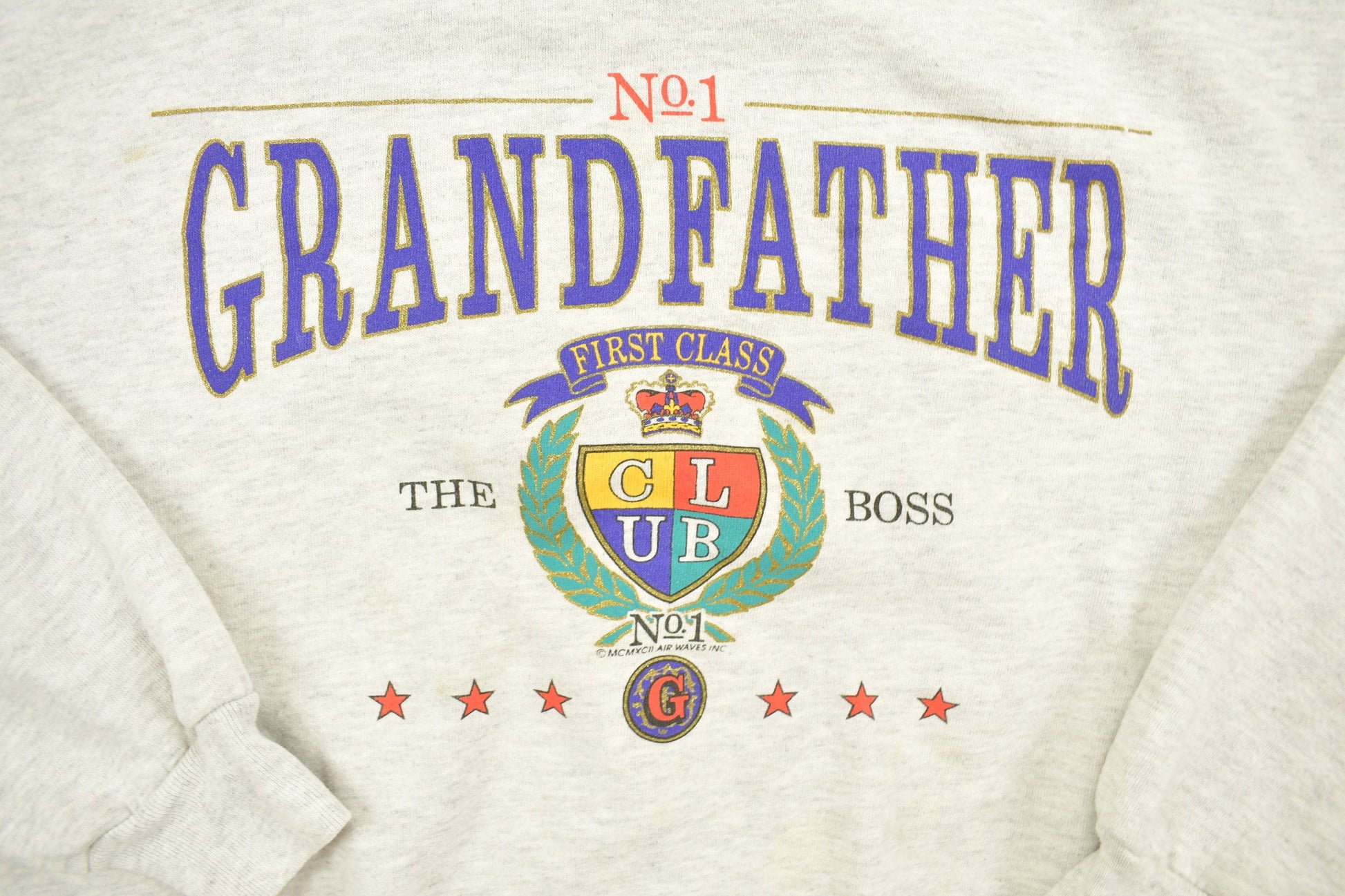 Vintage 1990s First Class Grandfather Collegiate Crewneck / 90s / Sportswear / Americana / Collegiate / University / Russell / Made In USA from propervintagecanada