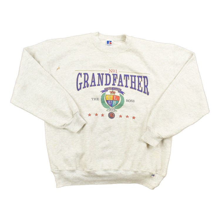 Vintage 1990s First Class Grandfather Collegiate Crewneck / 90s / Sportswear / Americana / Collegiate / University / Russell / Made In USA from propervintagecanada