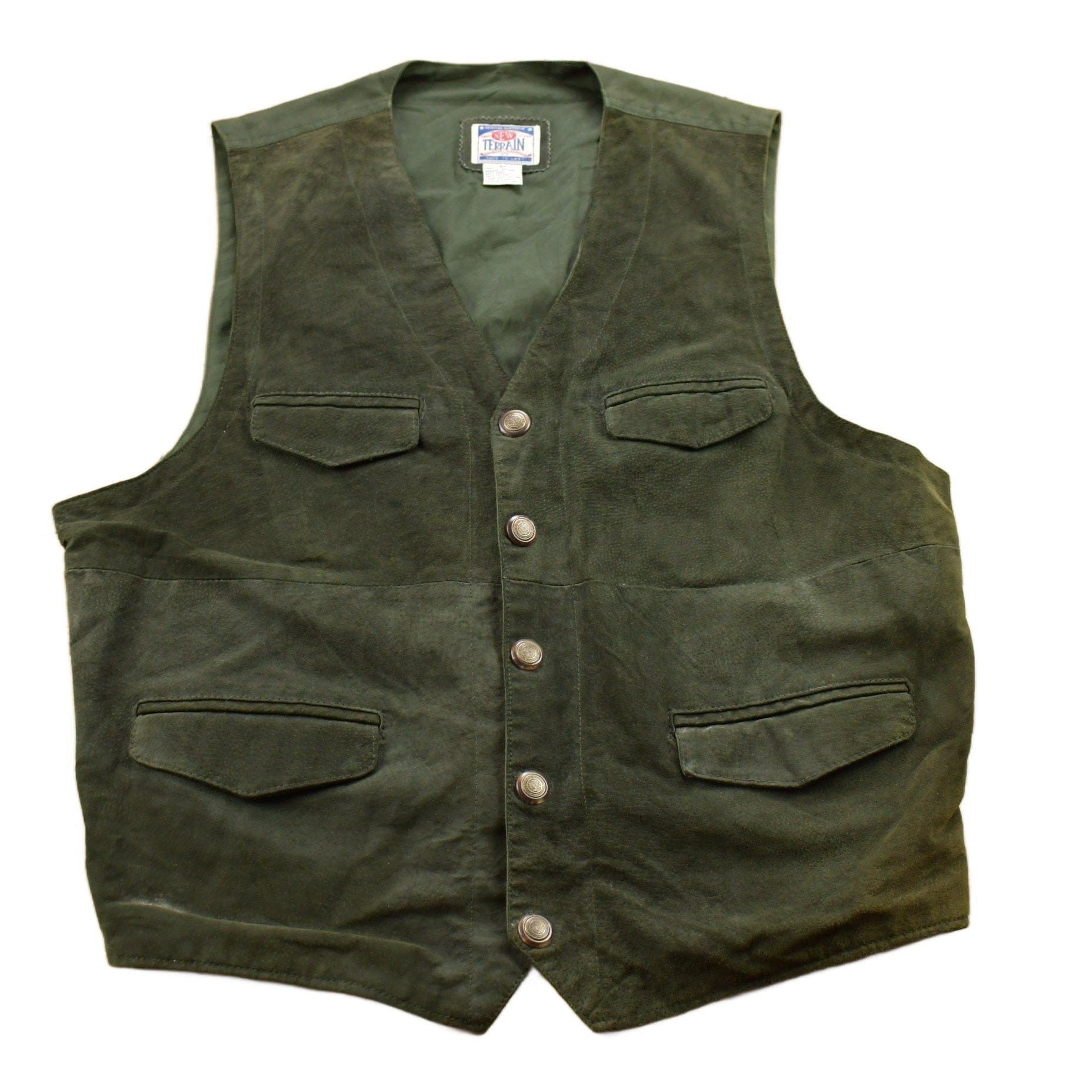 Vintage 1990s First Class Terrain Leather Vest Men's 2XL from propervintagecanada