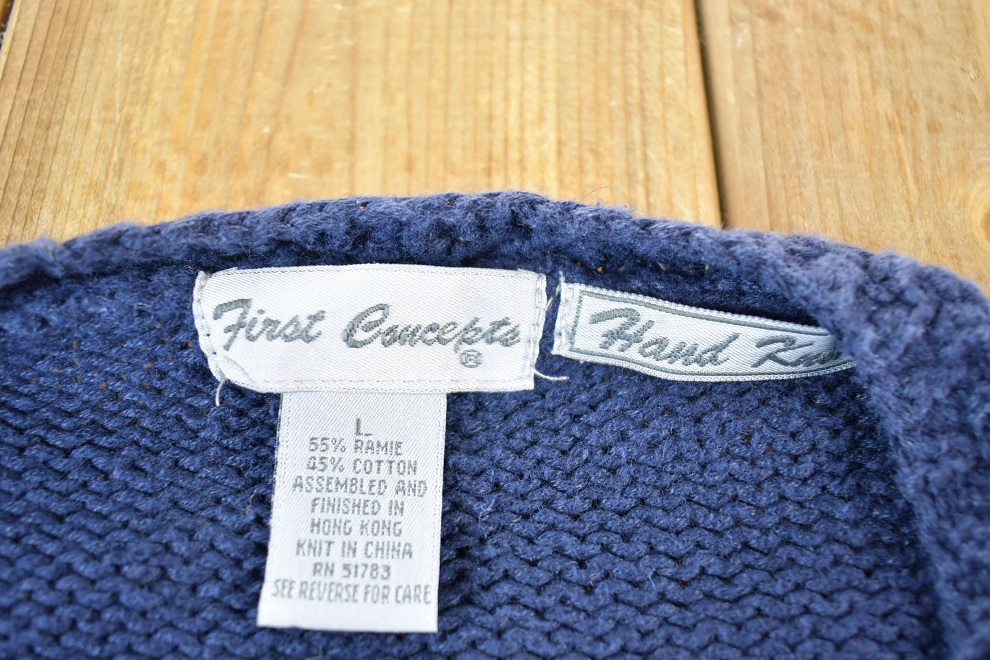 Vintage 1990s First Concepts Hand Knit Floral Pattern Cardigan Womens L from propervintagecanada