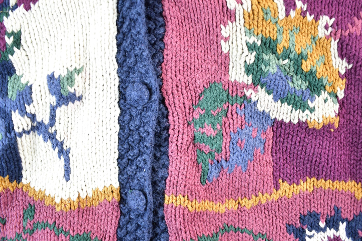 Vintage 1990s First Concepts Hand Knit Floral Pattern Cardigan Womens L from propervintagecanada