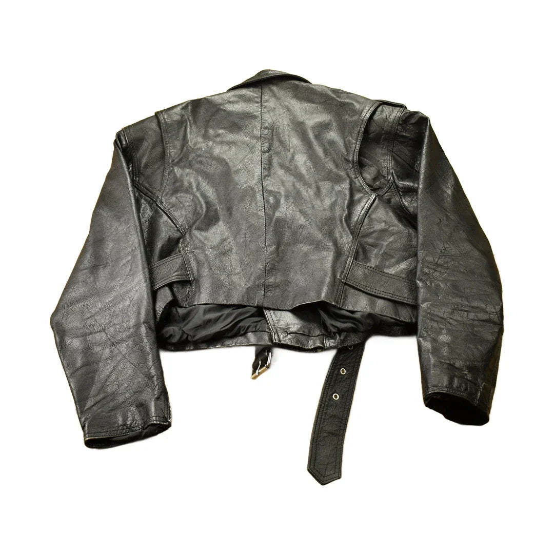 Vintage 1990s First Genuine Leather Biker Jacket Men's Medium from propervintagecanada