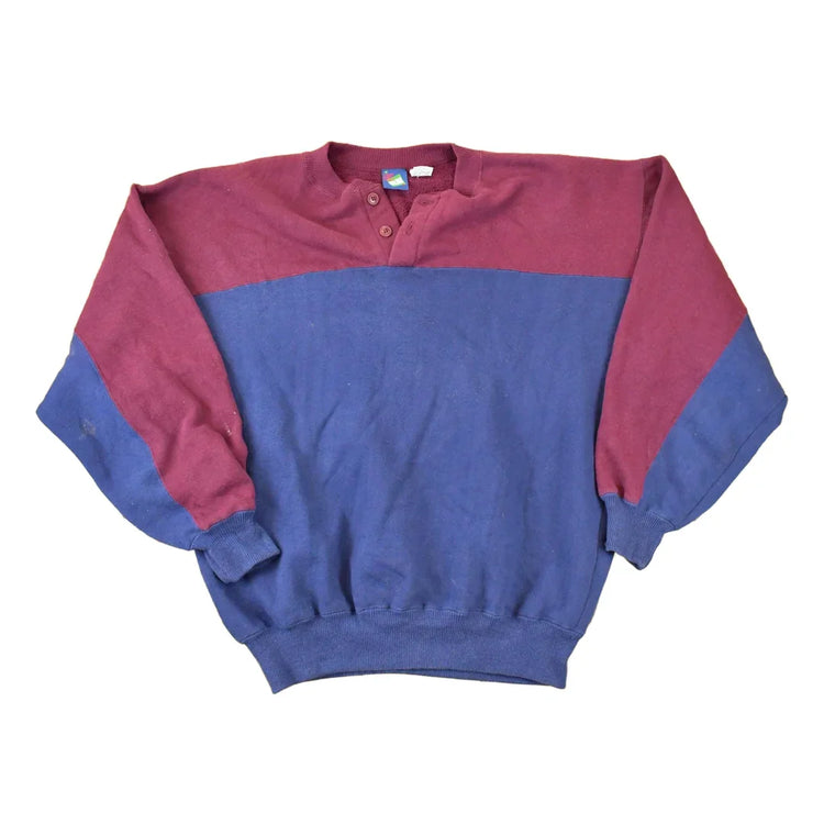 Vintage 1990s First Run Color Block Crewneck Sweatshirt Men's L from propervintagecanada