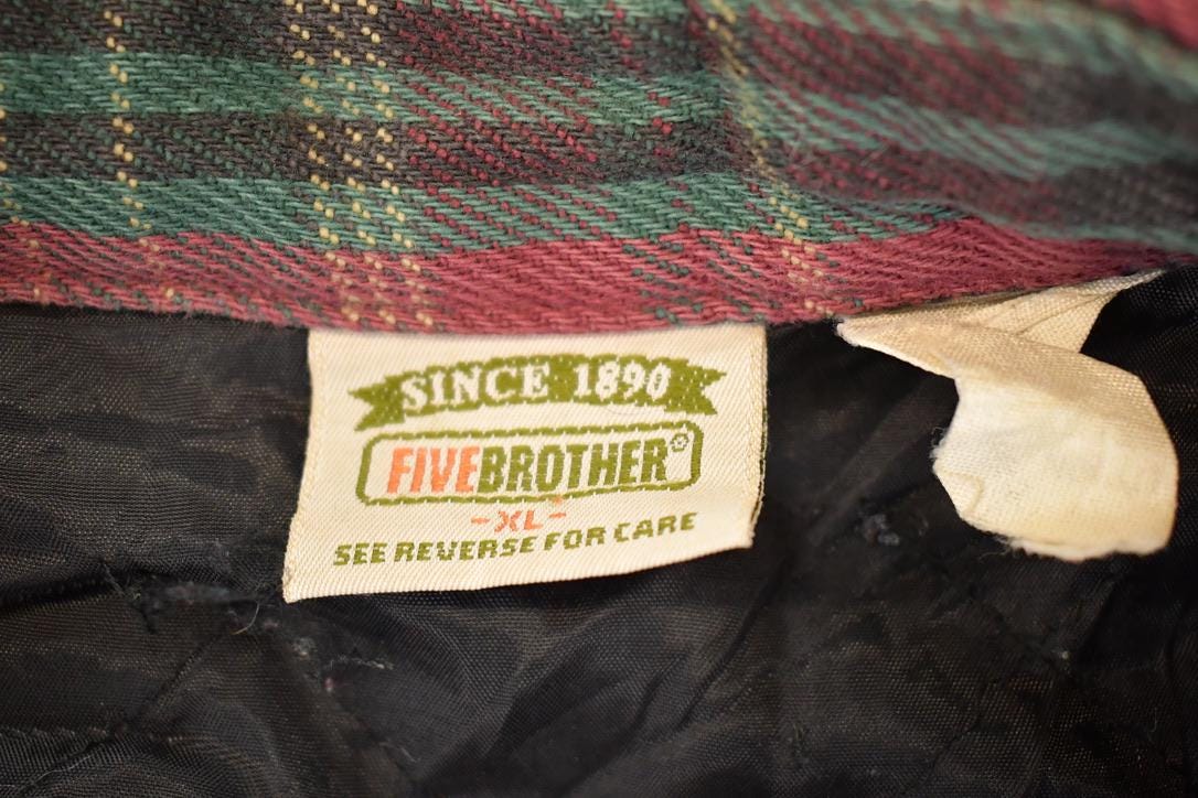 Vintage 1990s Five Brother Plaid Lined Button Up Shirt Men's L from propervintagecanada