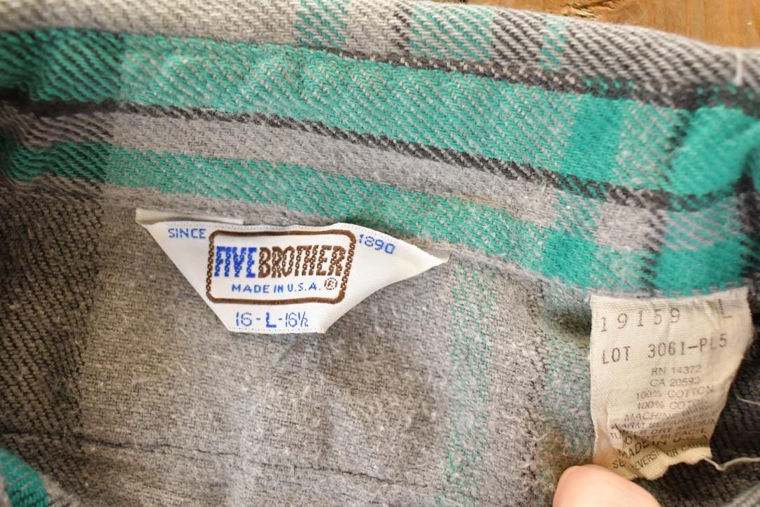 Vintage 1990s Five Brother Plaid Western Style Button Up Shirt Men's L from propervintagecanada