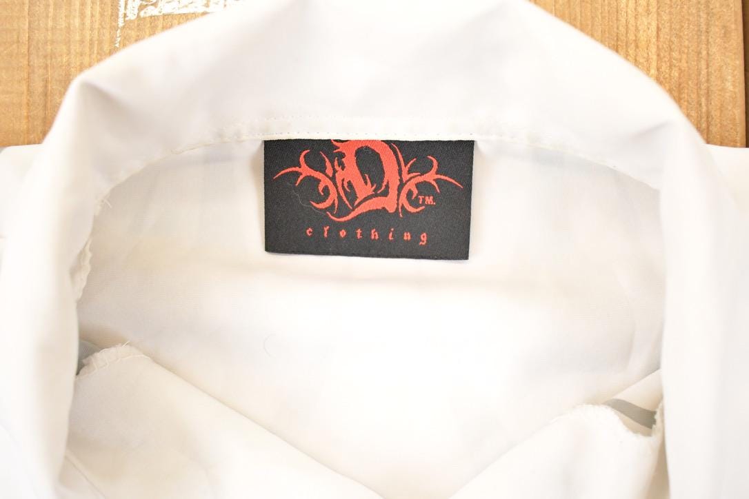 Vintage 1990s Flames AOP Rock Button Up Shirt Men's XL from propervintagecanada