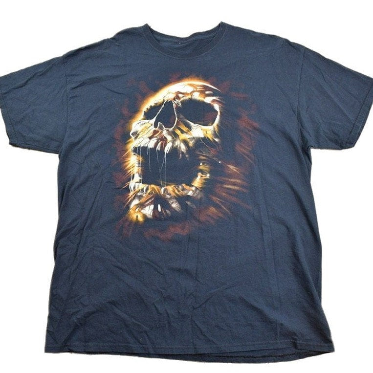 Vintage 1990s Flaming Skull Graphic T-Shirt Men's XL from propervintagecanada