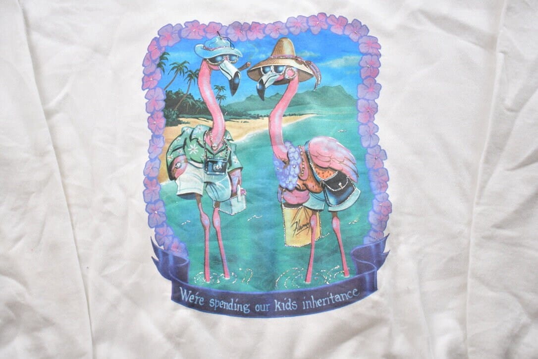 Vintage 1990s Flamingo Theme Crewneck Sweatshirt Men's Medium from propervintagecanada